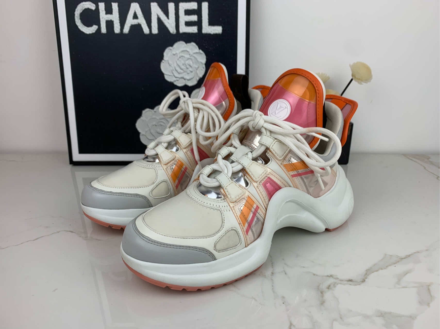 99新 LouisVuitton/路易威登 果冻橙 老爹鞋 36.5码/jm00061