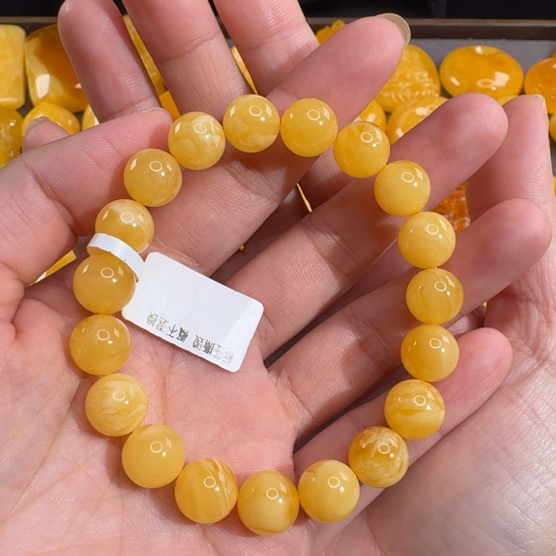 蜜蜡毛衣链未镶嵌双****峰