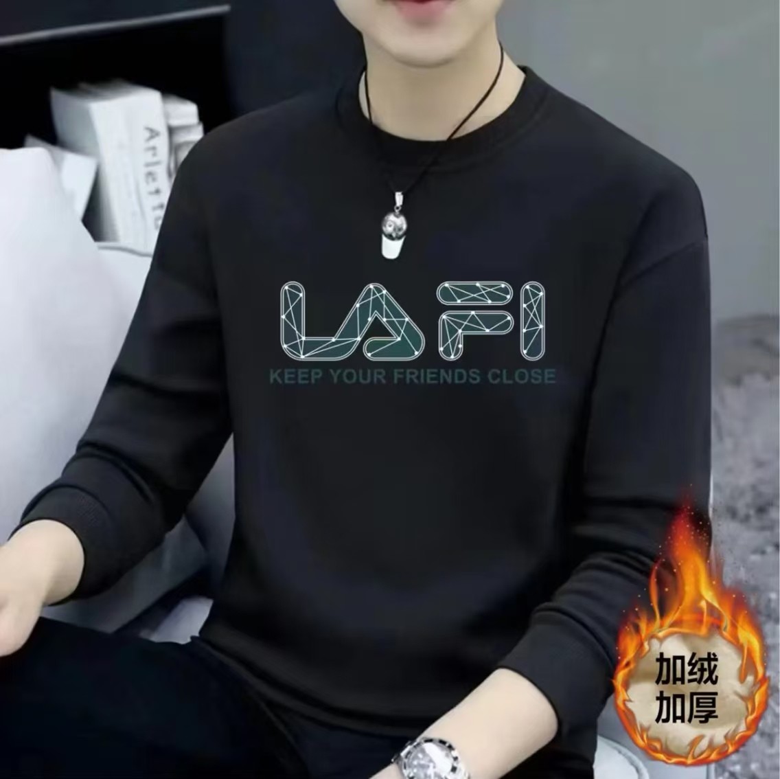 【加绒款】]2025秋冬加绒圆领长袖卫衣运动时尚简约百搭男女同款16