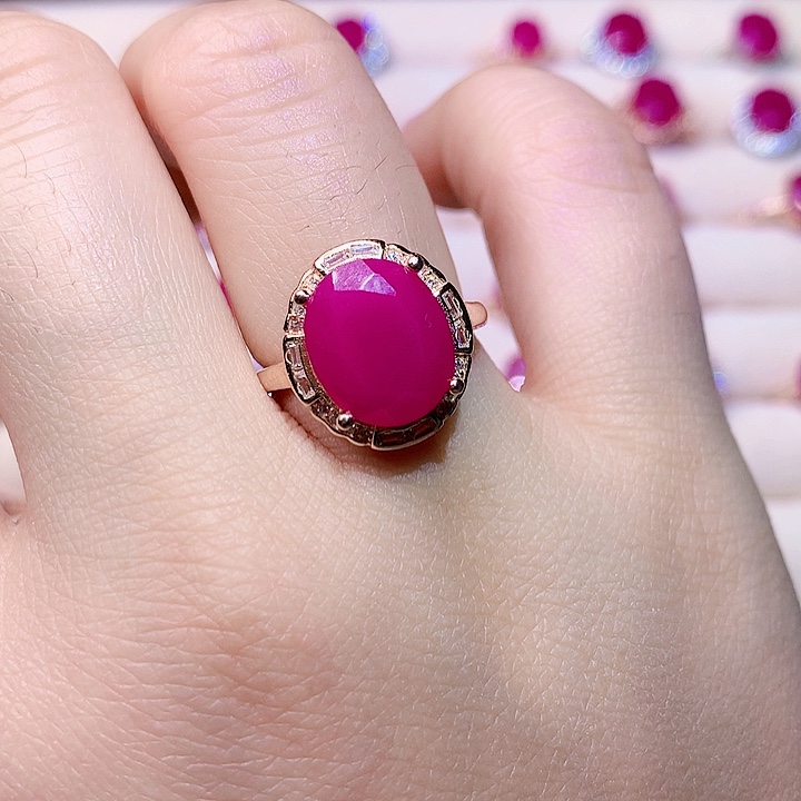 红宝石戒指银S925镶嵌快**人