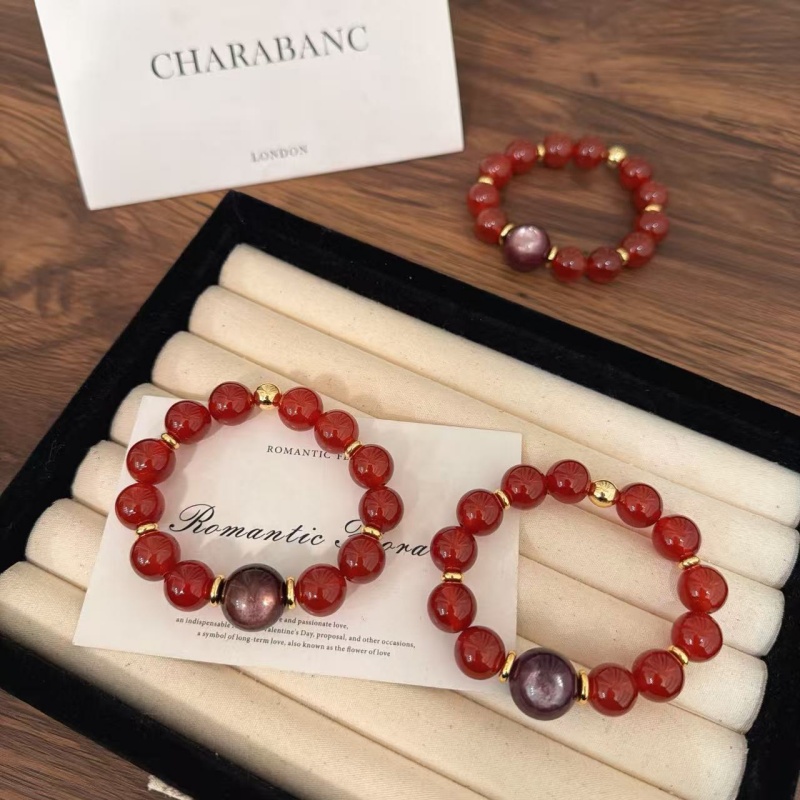 X2019红玛瑙紫锂云母手链高端轻奢手串多样性发一