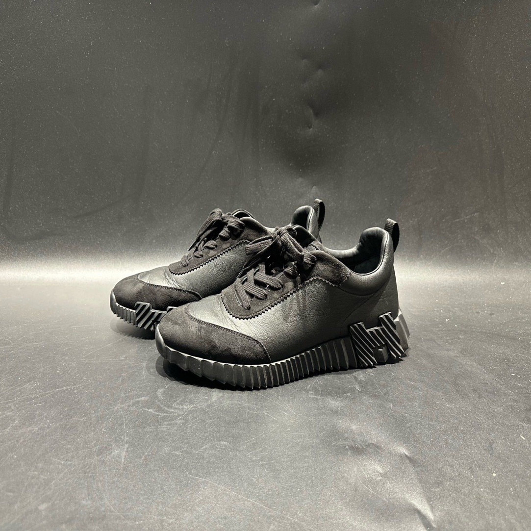 99新 Hermes/爱马仕 Bouncing绒面山羊皮圆头系带低帮42.5码/5340