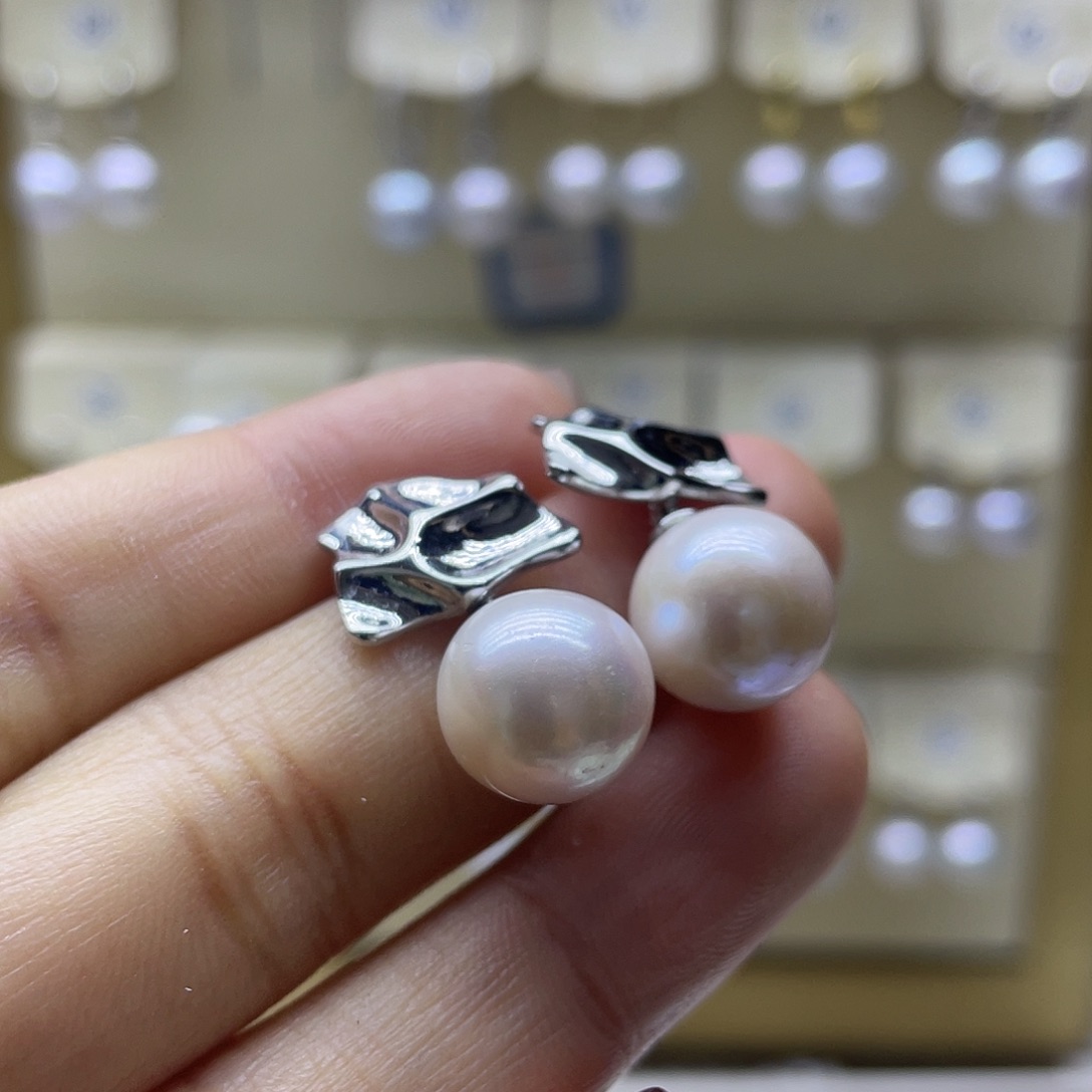 淡水珍珠耳饰银S925镶嵌