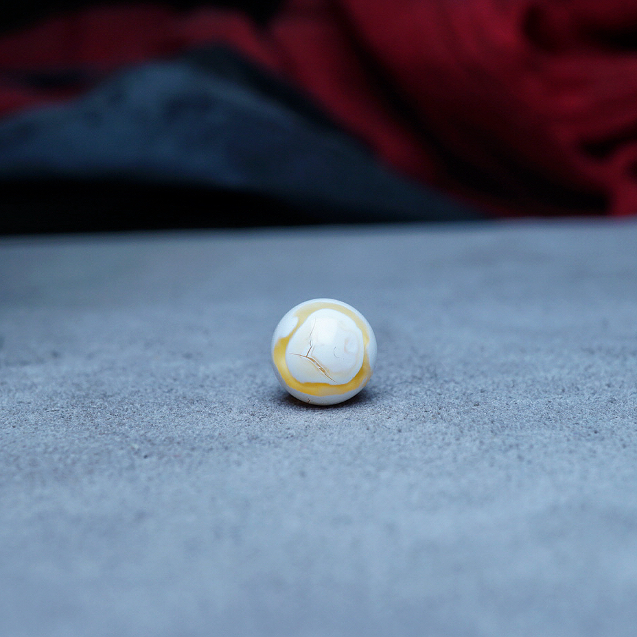 【段掌柜·9.8mm天眼妖花金漆瓷白款】天然原矿琥珀蜜蜡圆珠