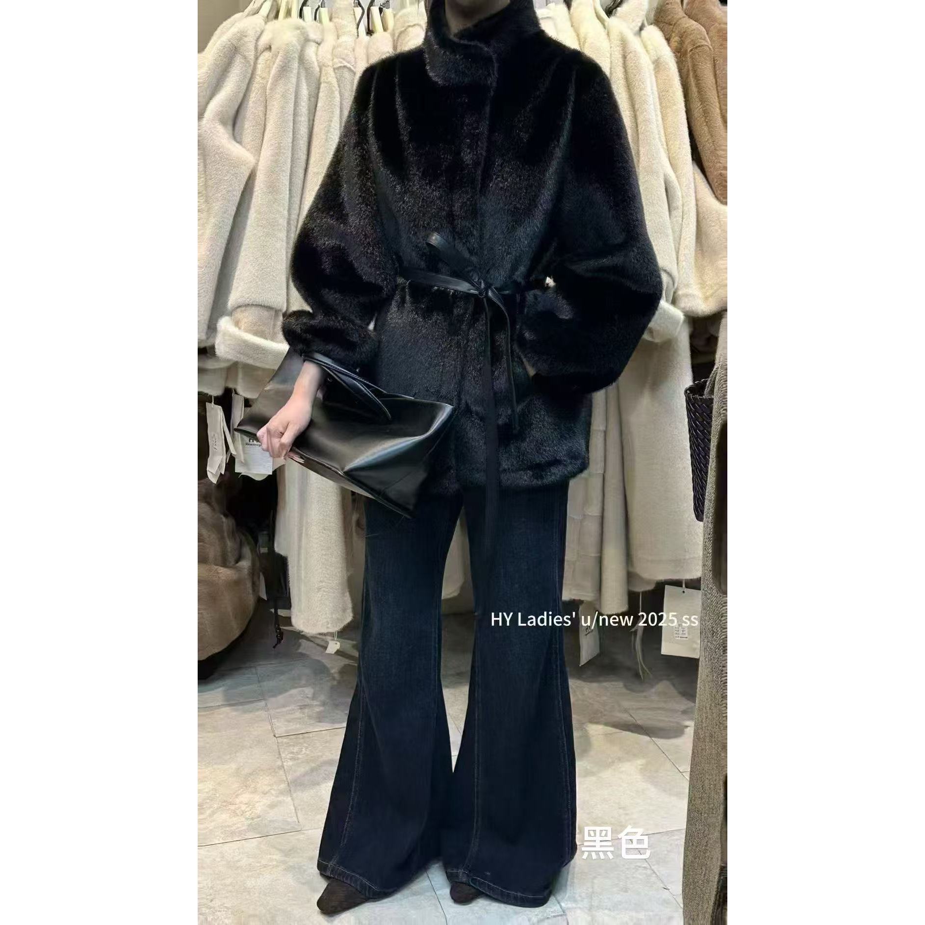 【坦姐严选 实体品质】立领绒带皮毛一体短外套80116