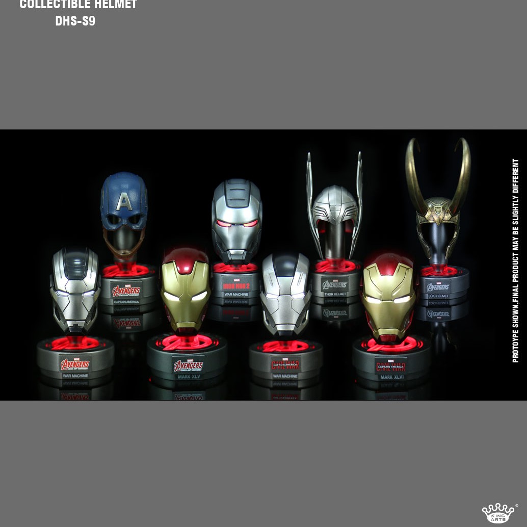 正版漫威KA钢铁侠美队雷神洛基小头盔发光迷你手办汽车摆件绝版货