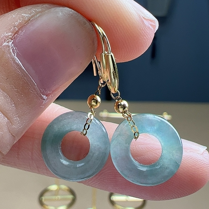 翡翠耳饰18K金镶嵌耳饰