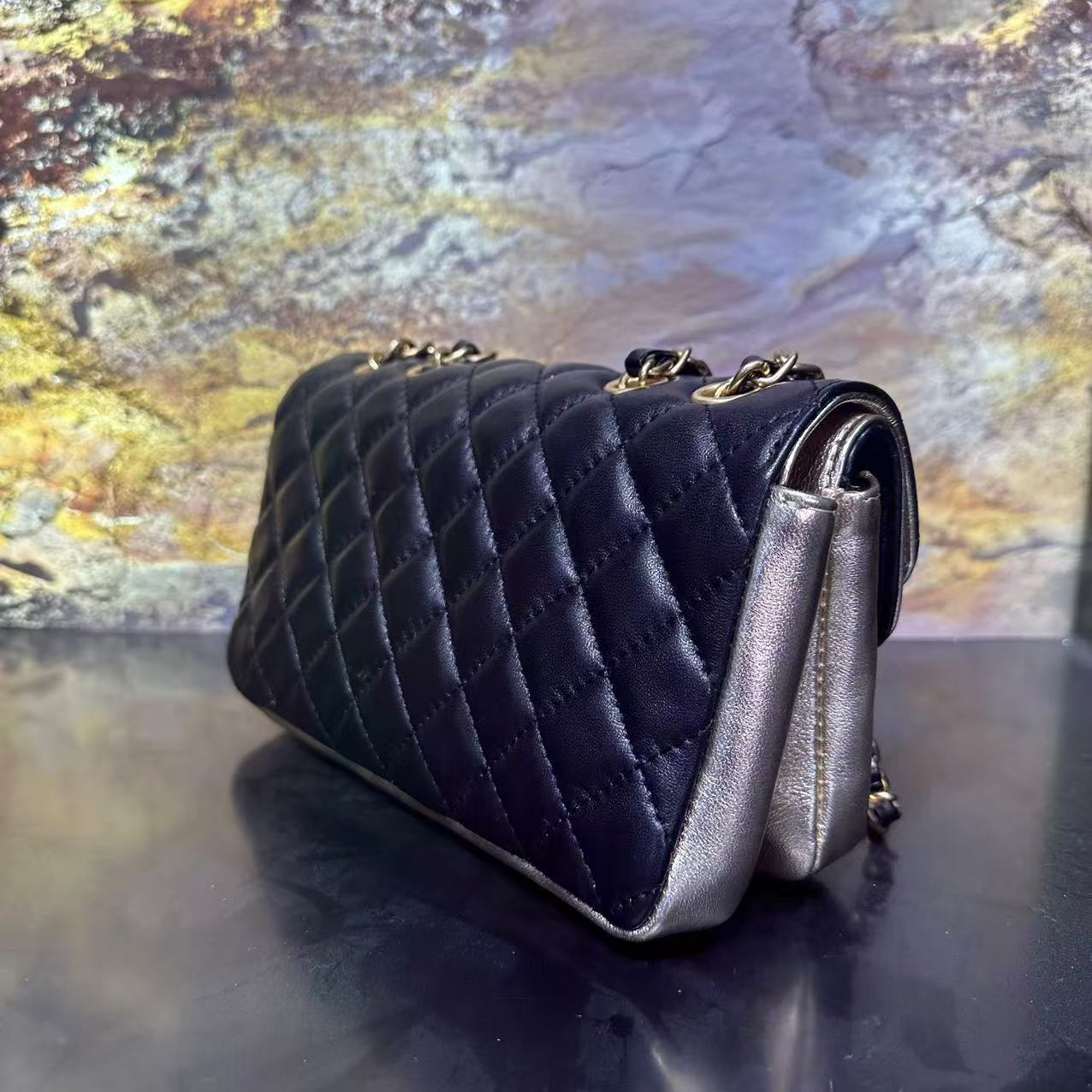  HIRMRIS手工真皮包1136-黑-双盖香黑金