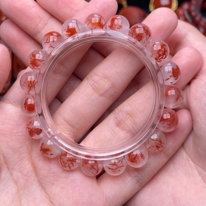 南红玛瑙未镶嵌珠宝奇石单圈9.5mm