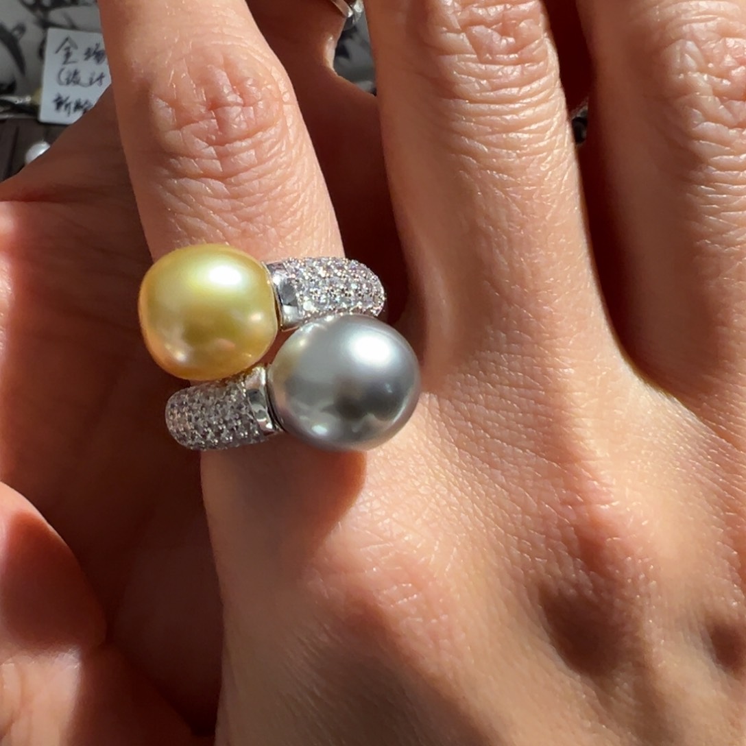 海水珍珠戒指银S925镶嵌