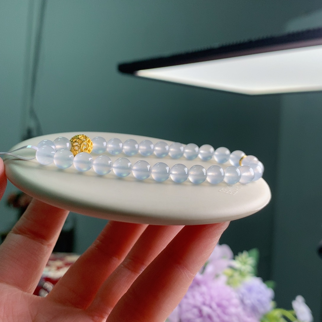 足金镶嵌手链翡翠手串