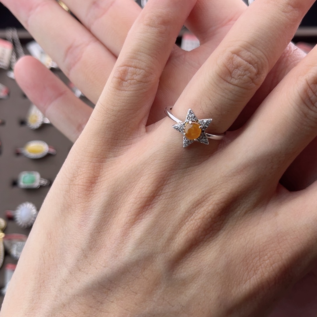 翡翠戒指银S925镶嵌nvcf