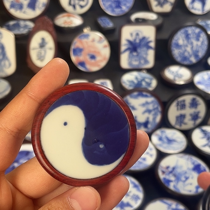 无***仙瓷片瓷片镶嵌挂件