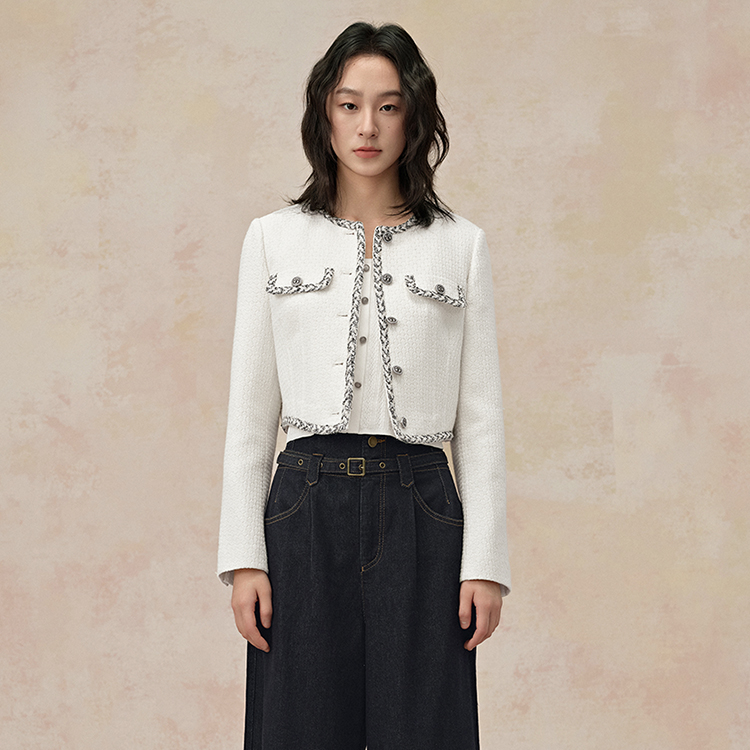 【银泰百货OH】pit秋装温柔优雅高级感法式粗花呢短外套108A430200