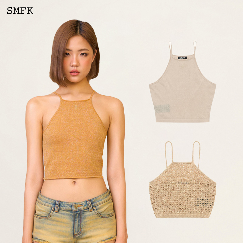 SMFK神殿中式平口针织吊带  UTK35G 女士美背户外短款上衣 3色