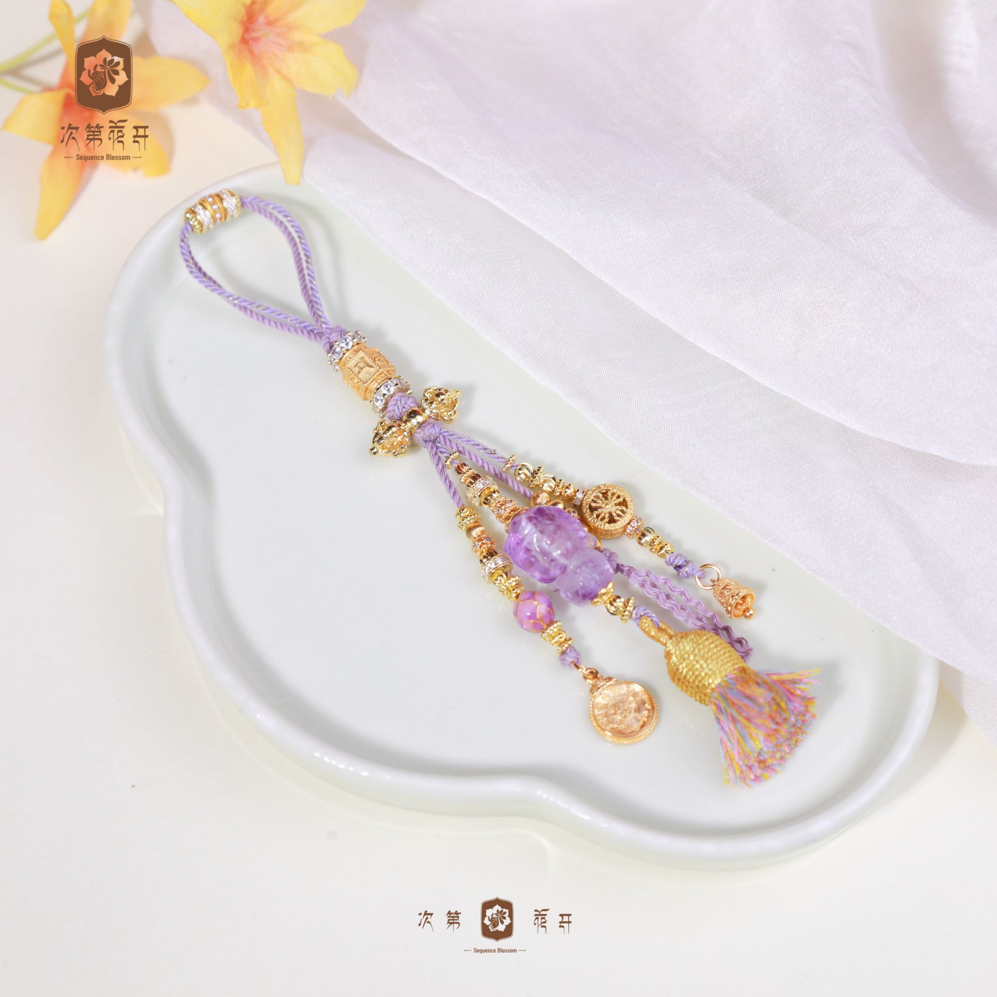 铜合金仿珍珠吊坠 铜合金 琉璃 心晴 挂饰