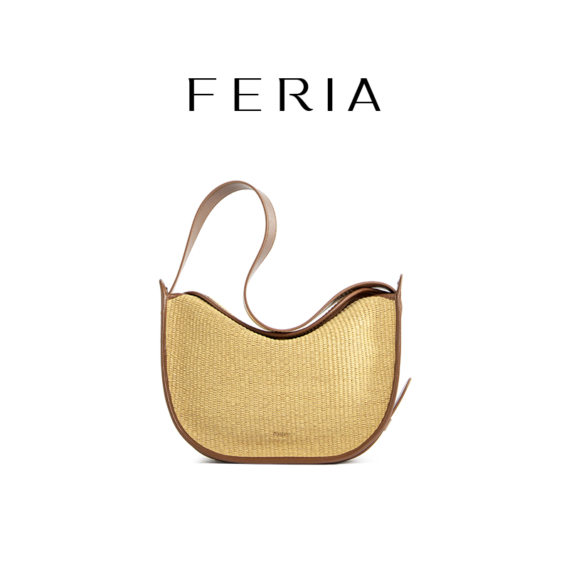 FERIA【草编极简hobo包】FE412B204韩国小众品牌时尚精致百搭包包YY
