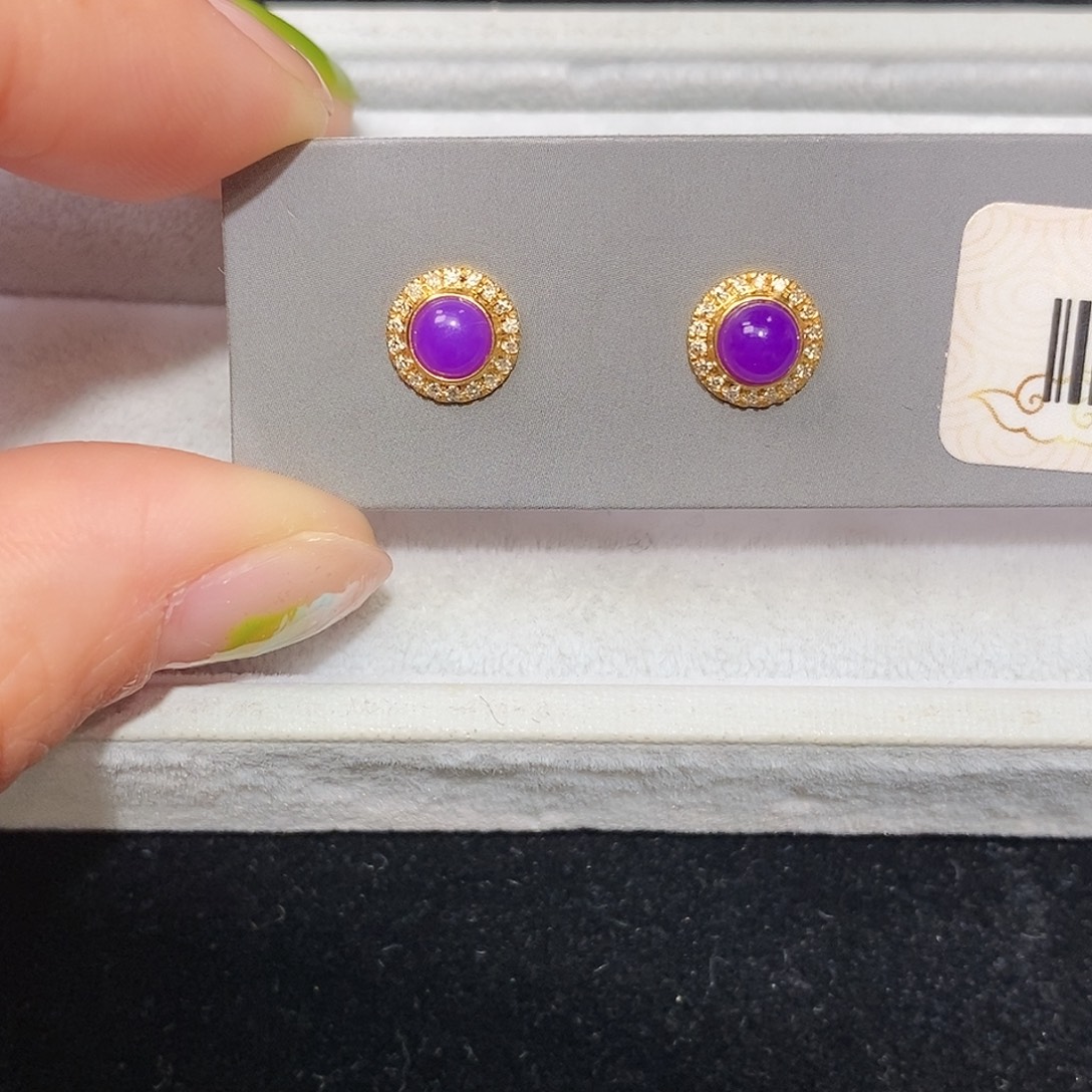 苏纪石（舒俱来）18K金镶嵌耳钉