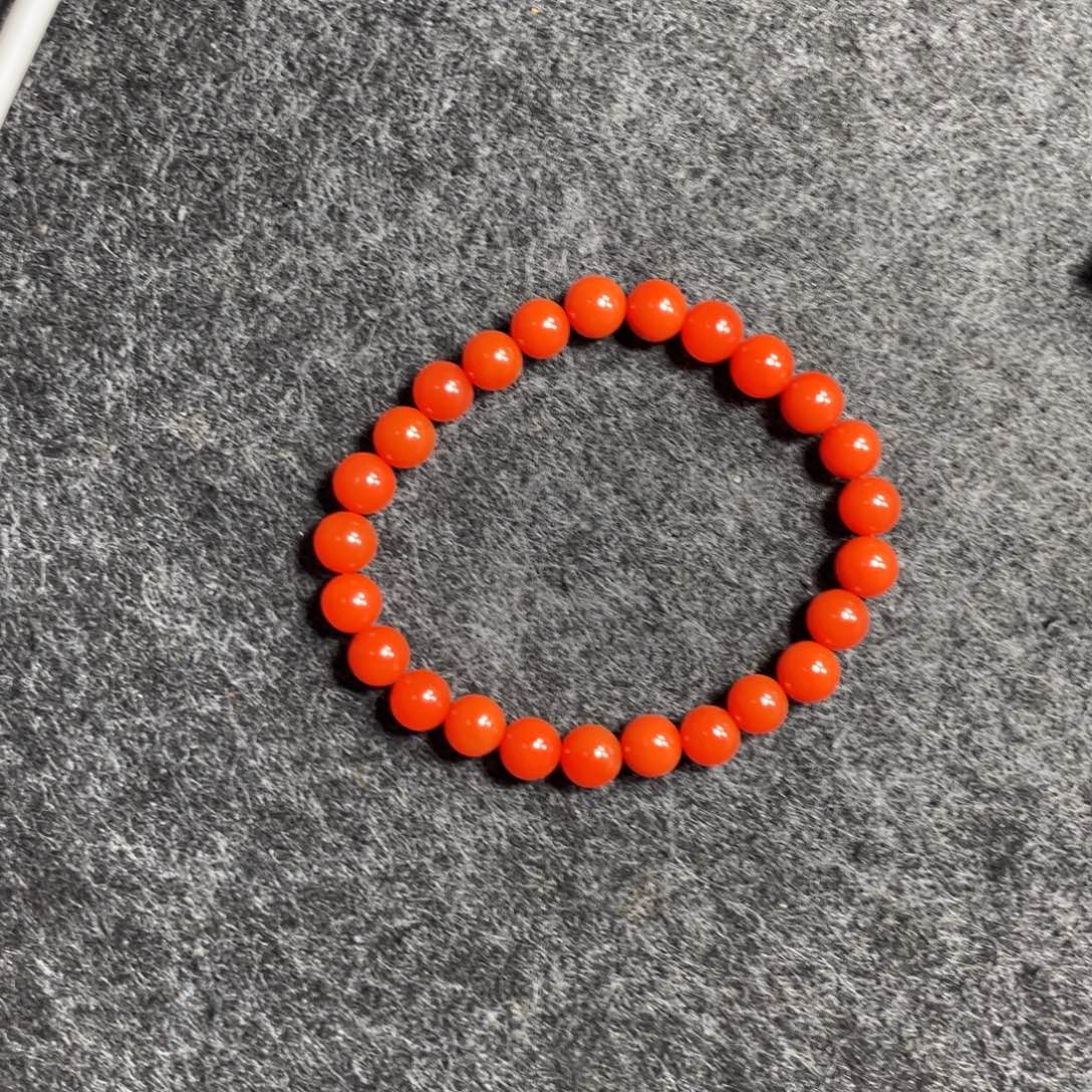 南红玛瑙未镶嵌手串卡7.5柿子红手串