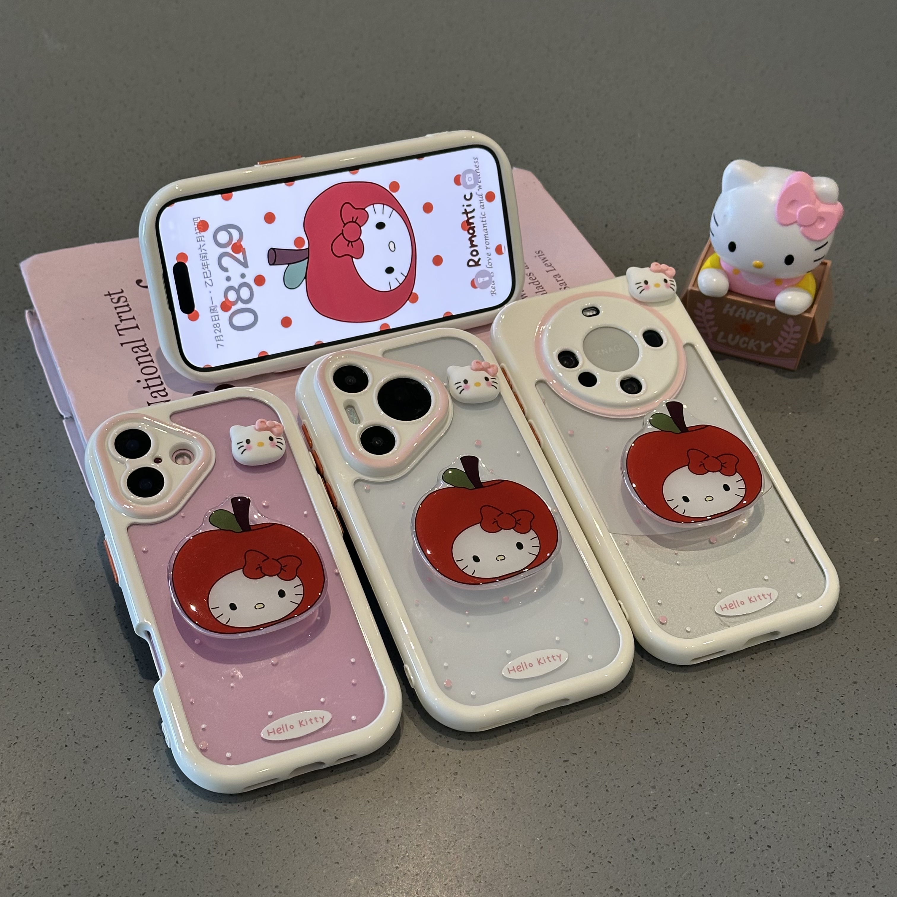 欧克里里泼墨kitty红苹果支架适用苹果16手机壳华为vivo小米oppo