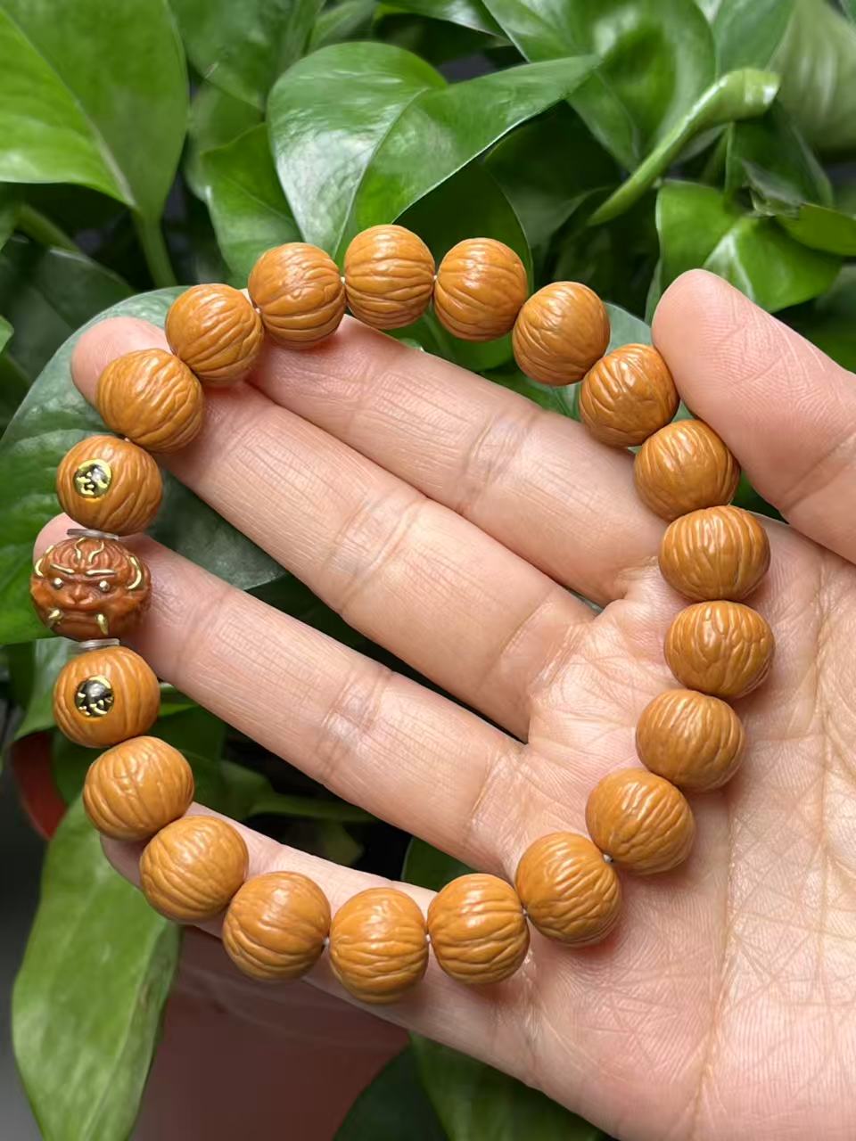 原皮镶嵌（舍得）土豪猴头手串穿单颗