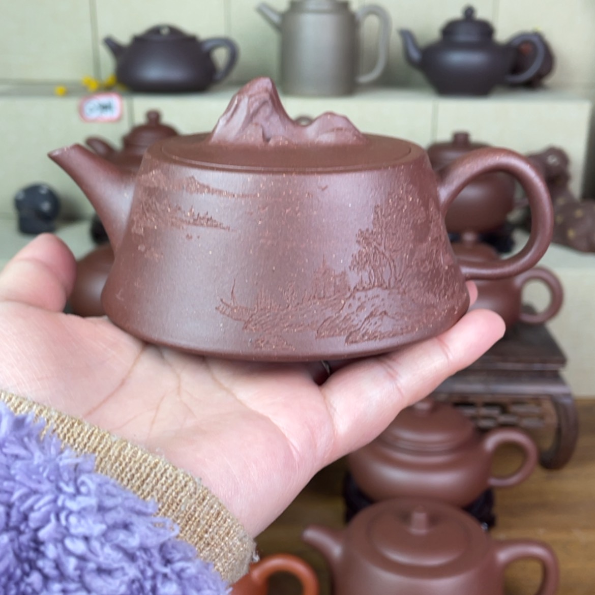【闪购商品】紫砂茶壶E**叶底槽青欢山～容量：160
