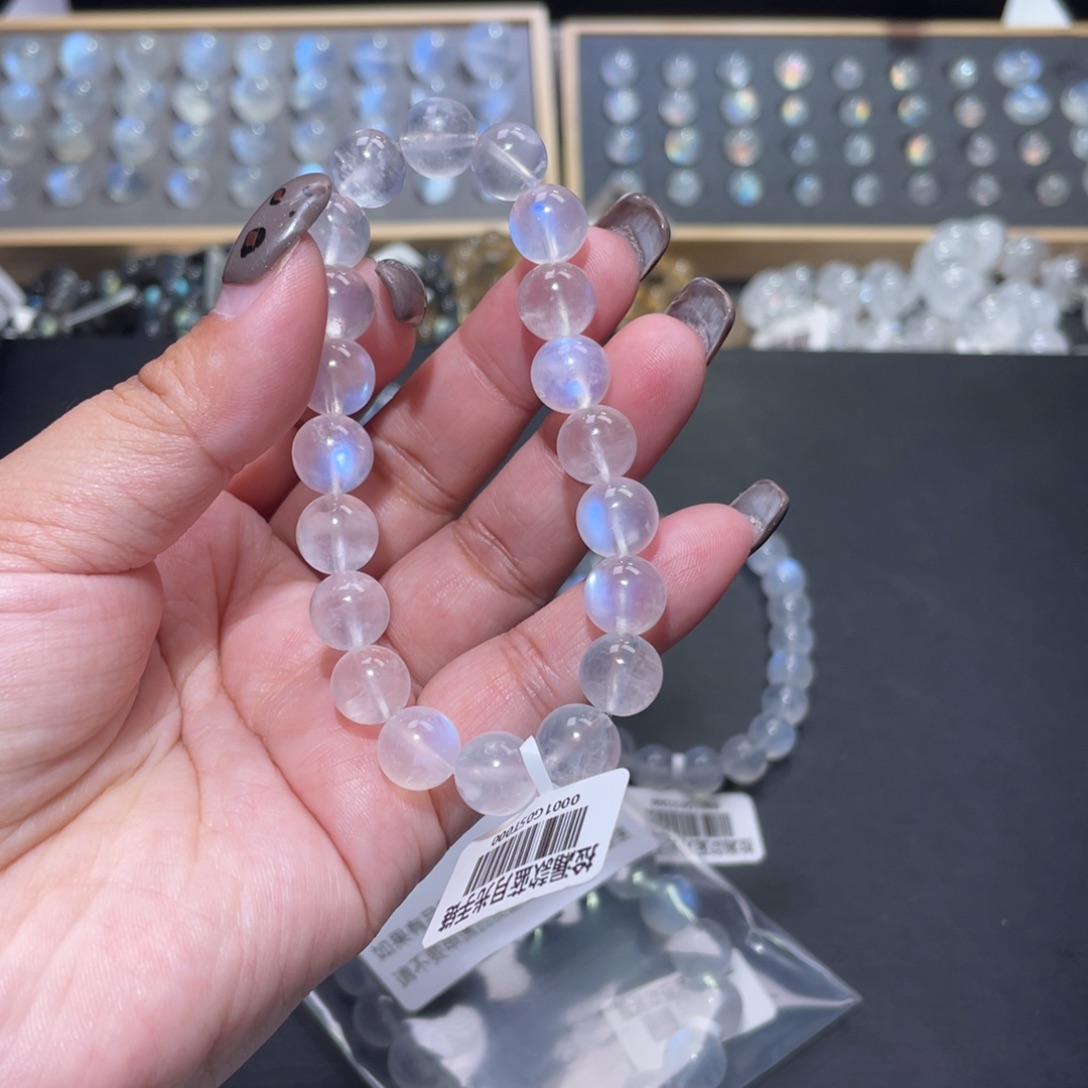 福***敏手链长石未镶嵌蓝月光手链9.7mm