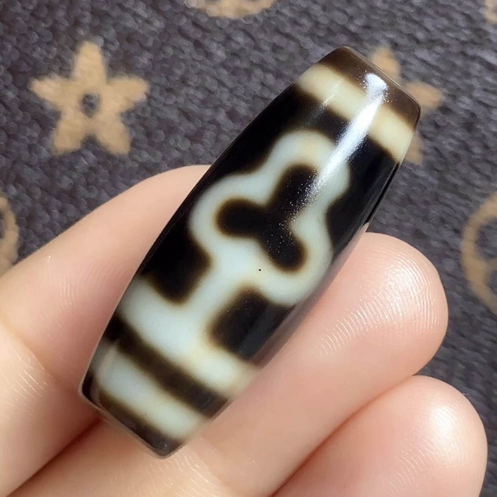 良品灰皮台工朱砂菩提天珠天然玛瑙手串35.3x13手工藏式