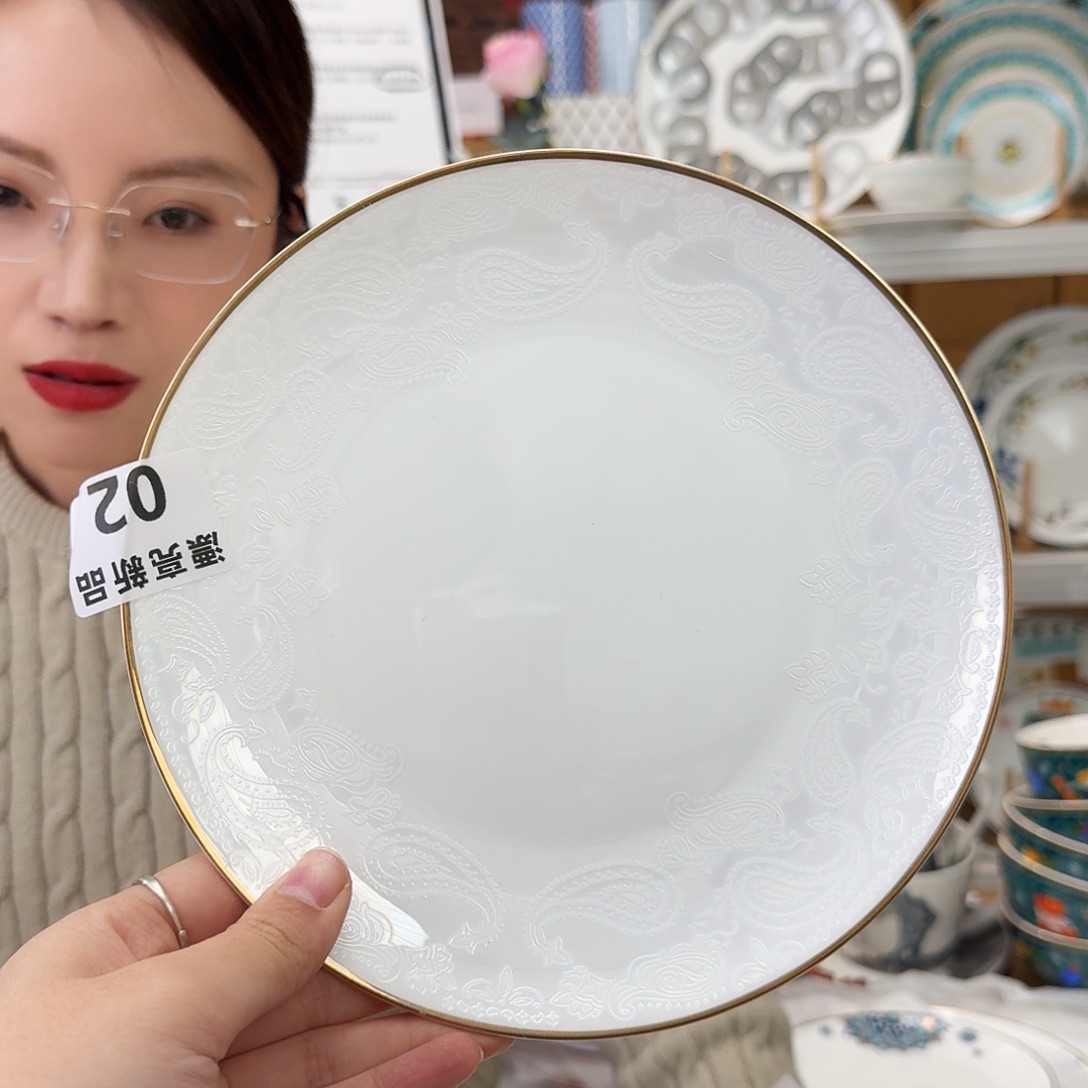 骨瓷高骨瓷8英寸月光盘20cm一个外贸骨瓷