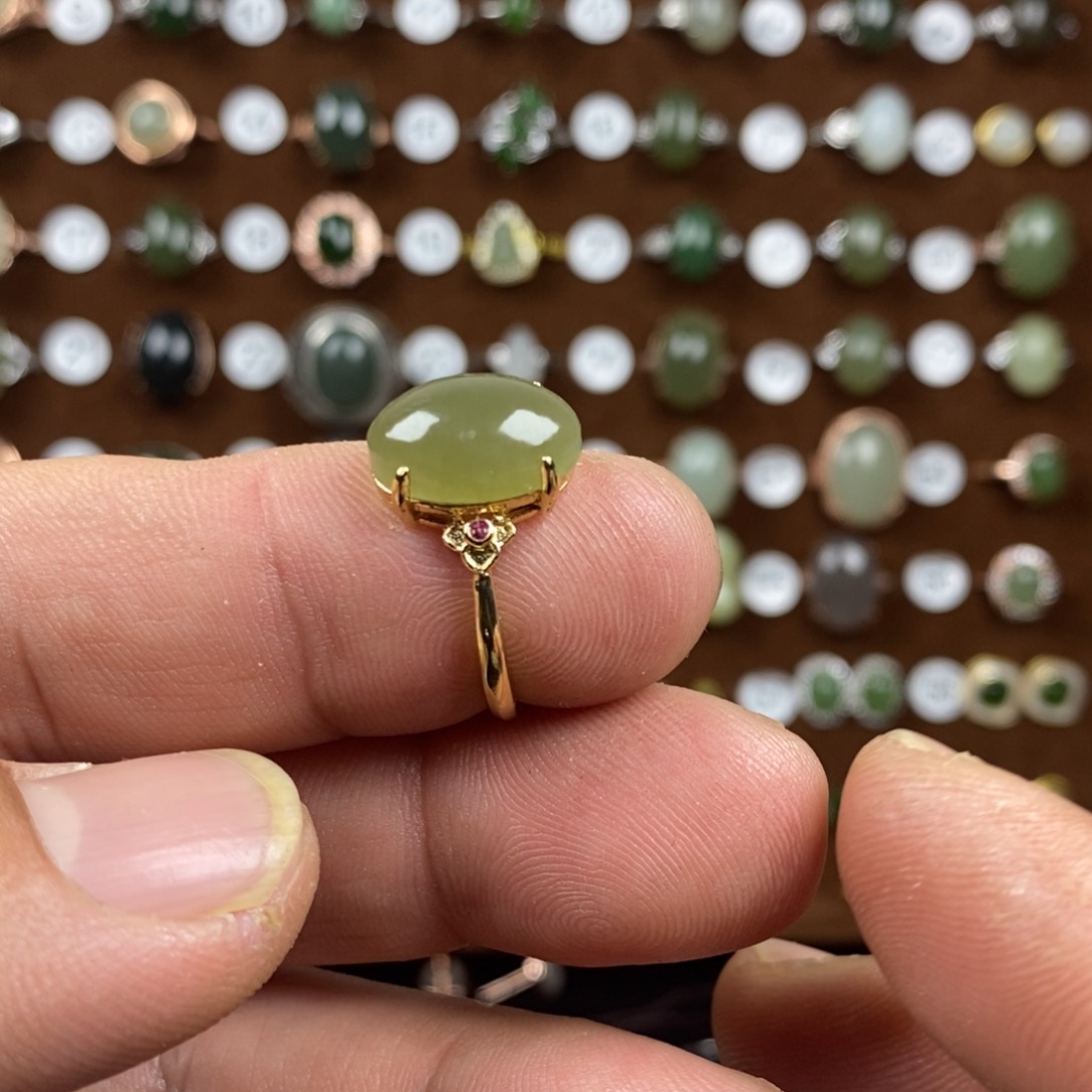 和田玉（青玉）戒指合金