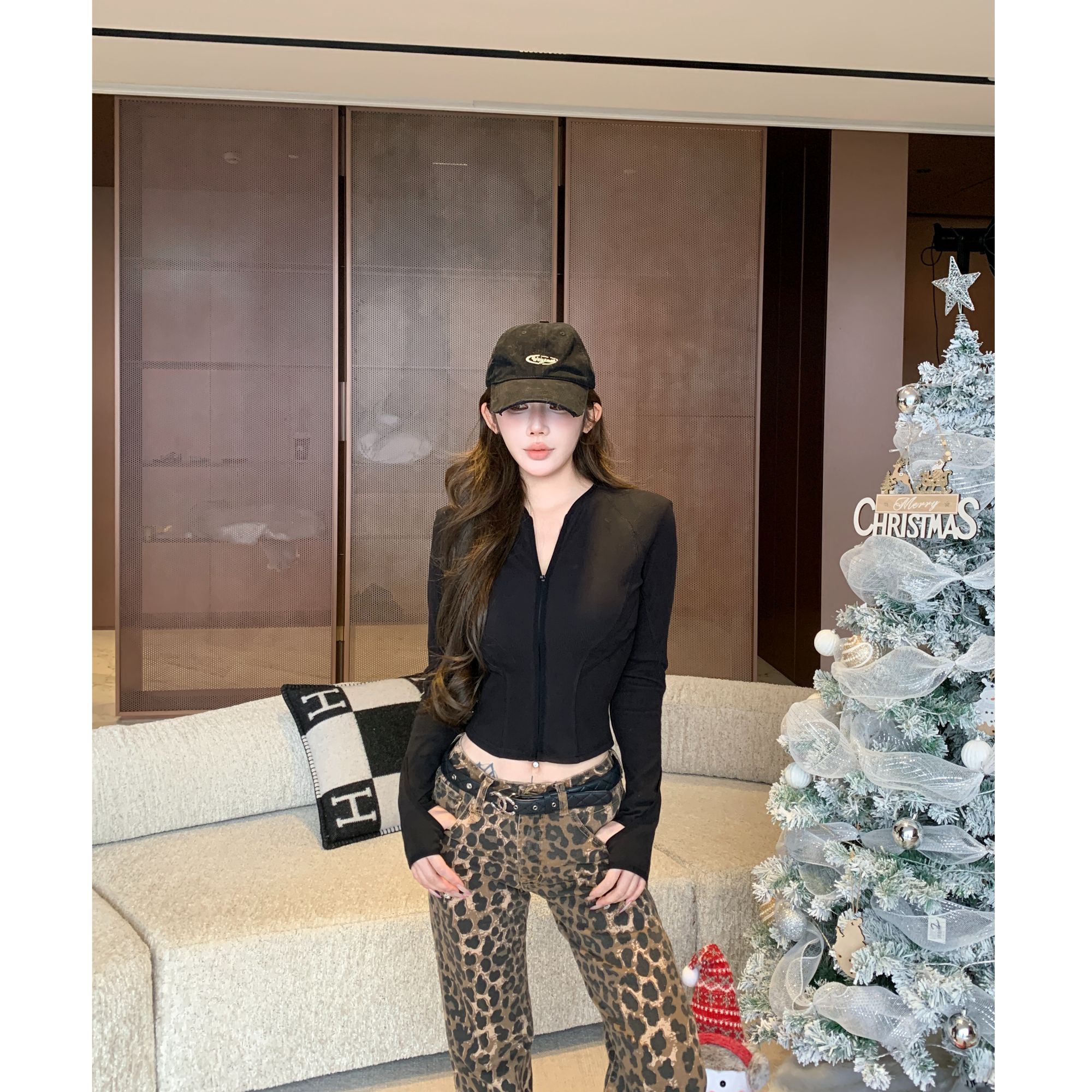媛媛 【jennie】辣妹纯欲修身复古韩妹拉链打底上衣t恤#D1082