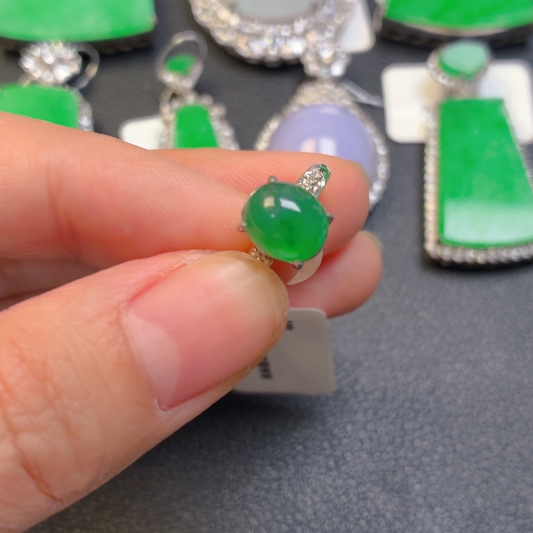 翡翠银S925镶嵌吊坠(不含链)戒指