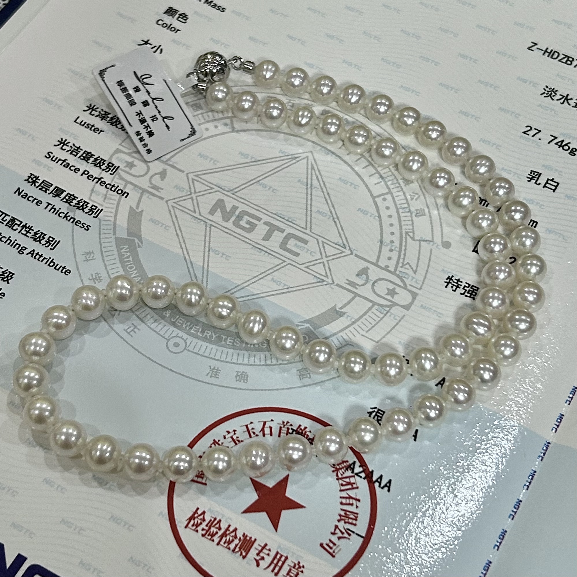 【小彤专属】【预谋】天然无核淡水带大证珍珠项链RY8223