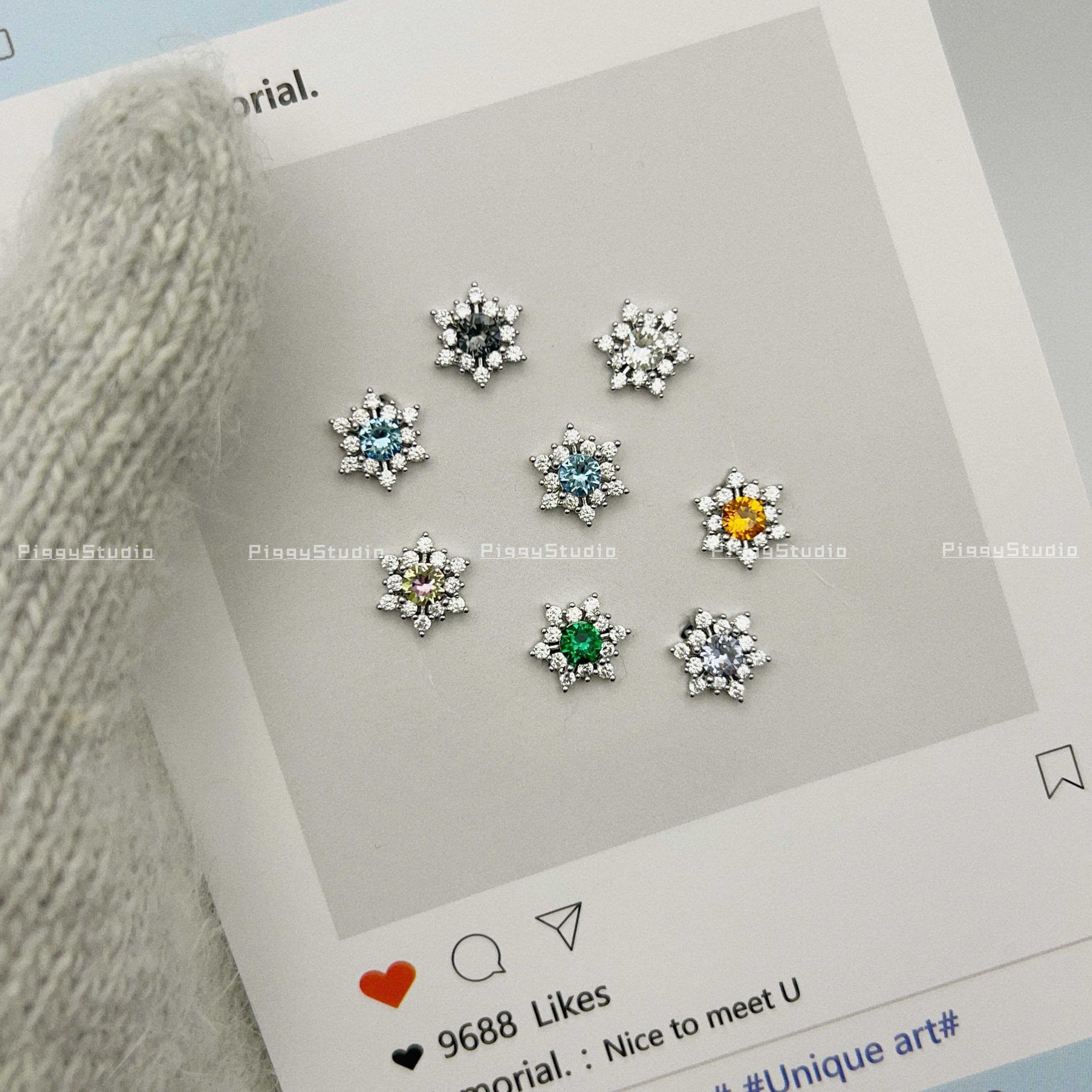 铜合金耳饰 小雪花耳钉华子简约冷淡风耳饰个性时尚百搭