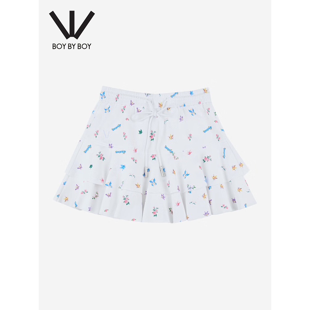 BOY BY BOY潮牌少女白色碎花蛋糕裙蓬蓬裙百搭可爱半身裙W18003