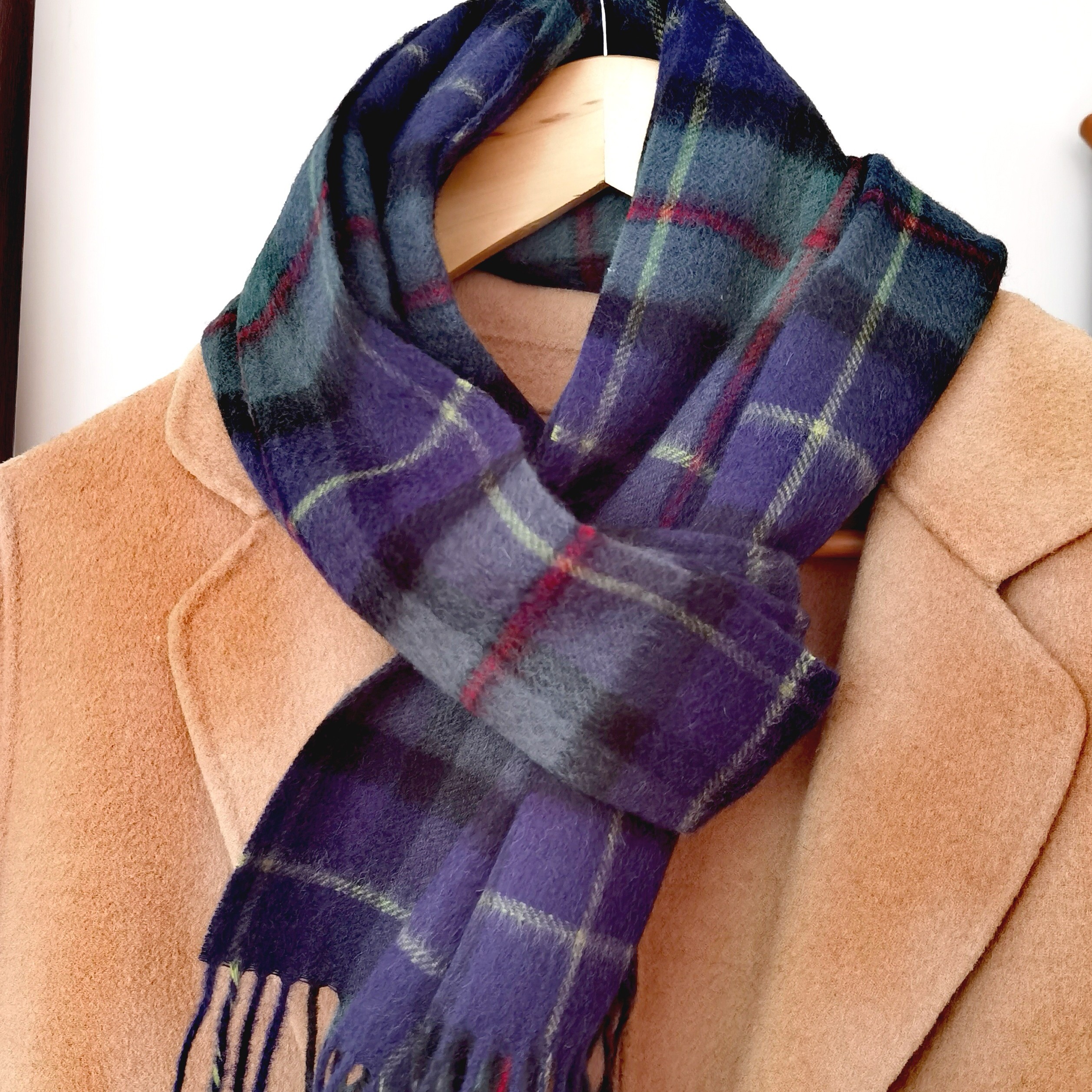 绵羊毛长款围巾格子百搭时尚保暖金典加厚多彩千鸟格针织丝光毛