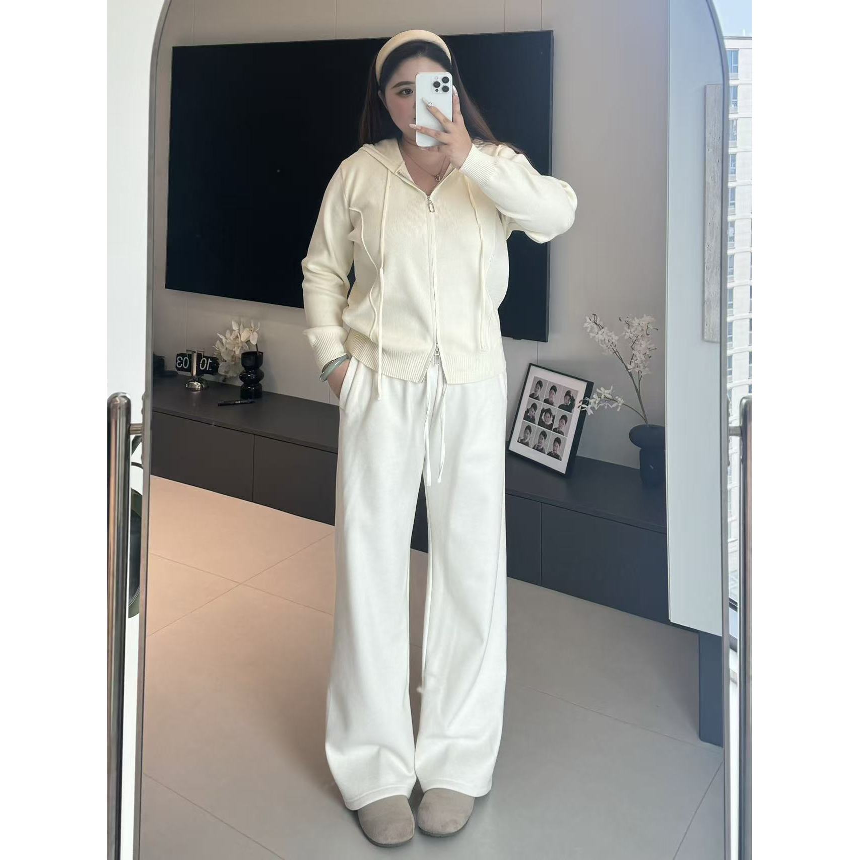 【口袋加绒款】升级新款糯米昵阔腿裤秋冬必入超柔亲肤窄版显瘦直筒