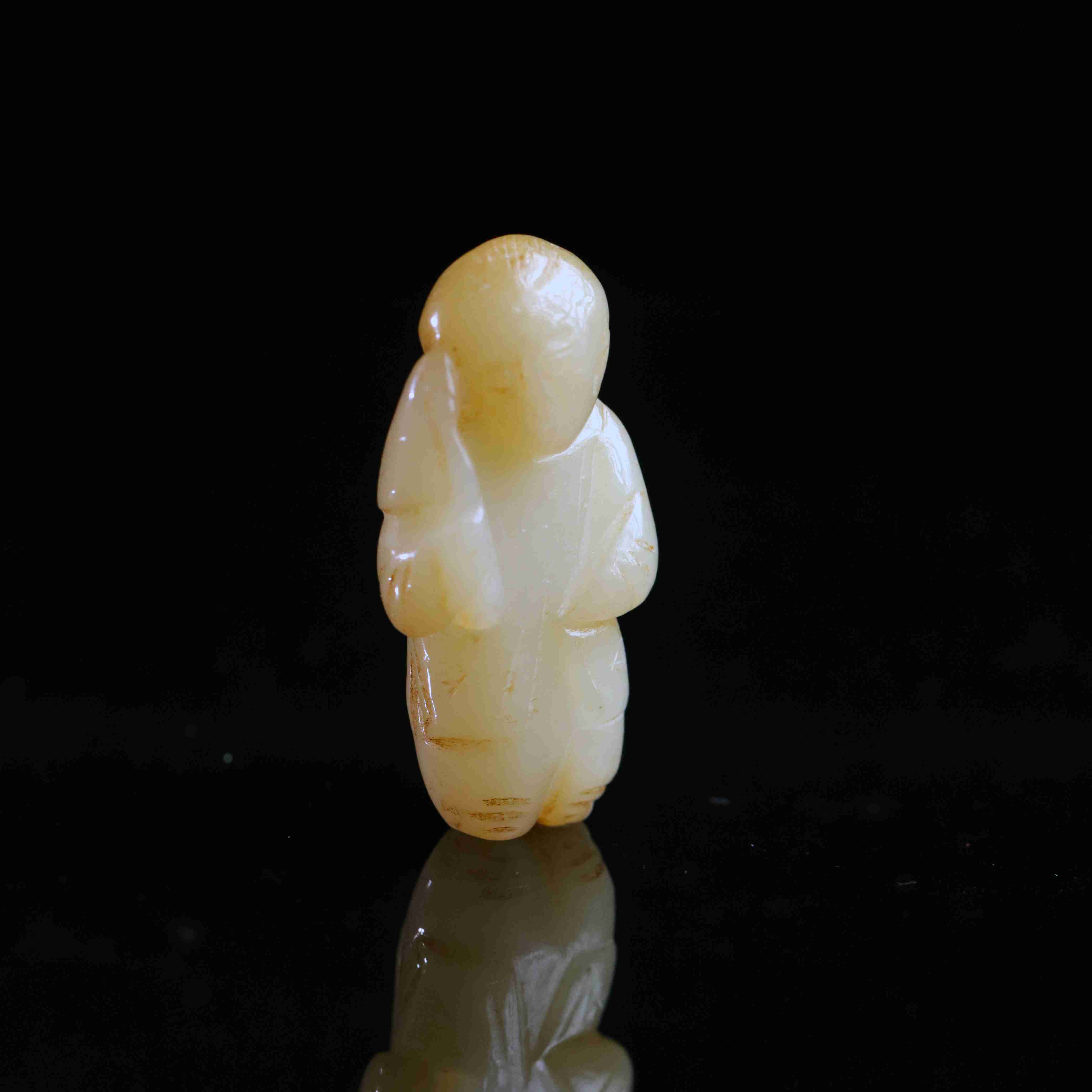 清代和田玉童子花件-NX