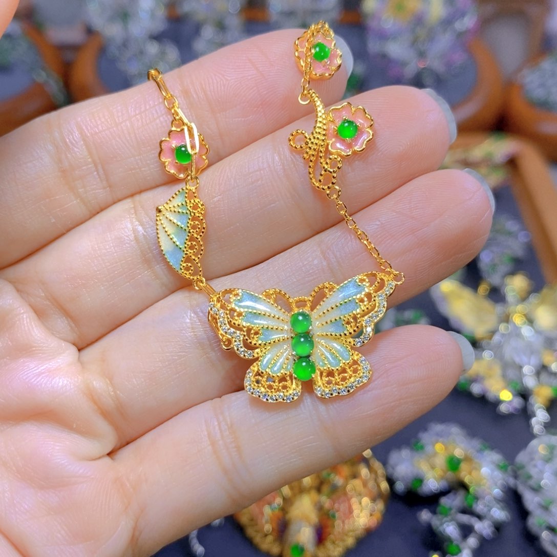 翡翠颈饰银S925镶嵌?****逸天然翡翠