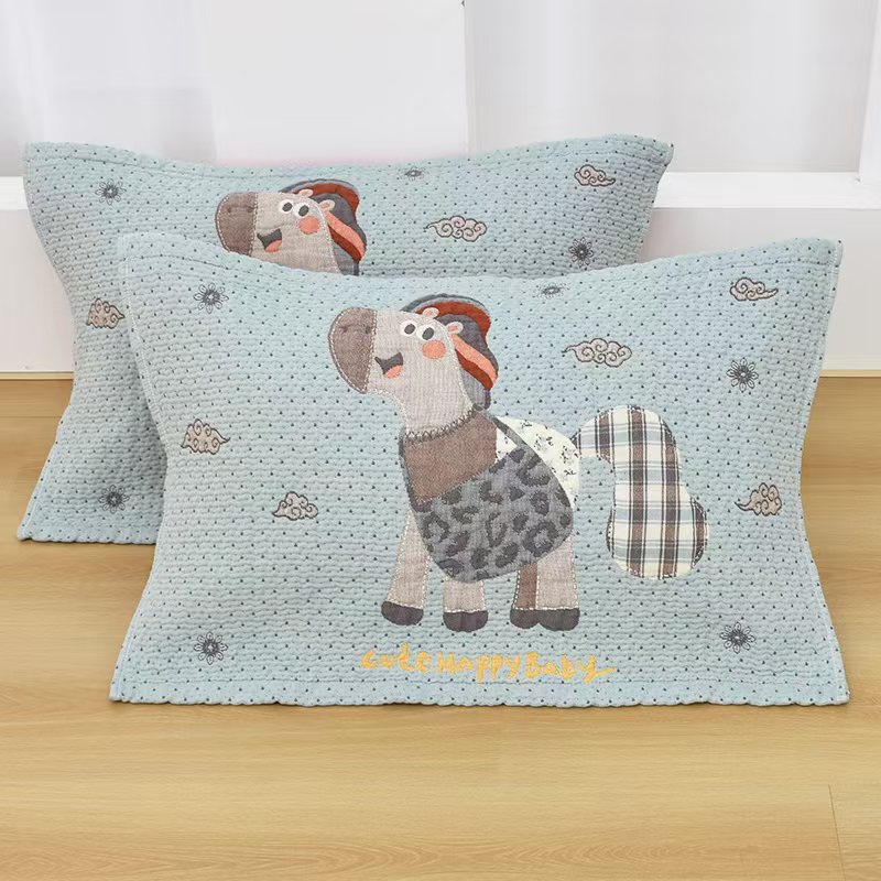 【北奈かわ会社】纯棉纱布透气吸汗枕巾一对装52*78cm豹纹马