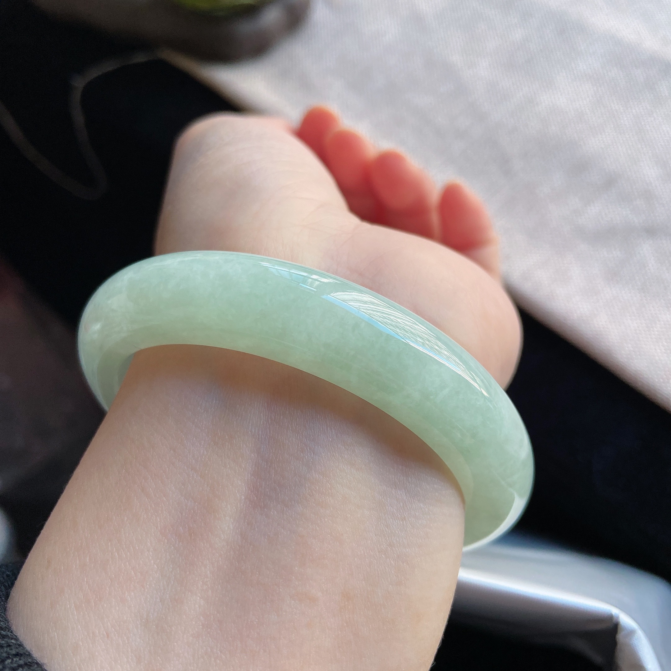 56圈冰晴水绿翡翠手镯缅甸天然a货老坑宽版百搭少女妈妈玉镯30794