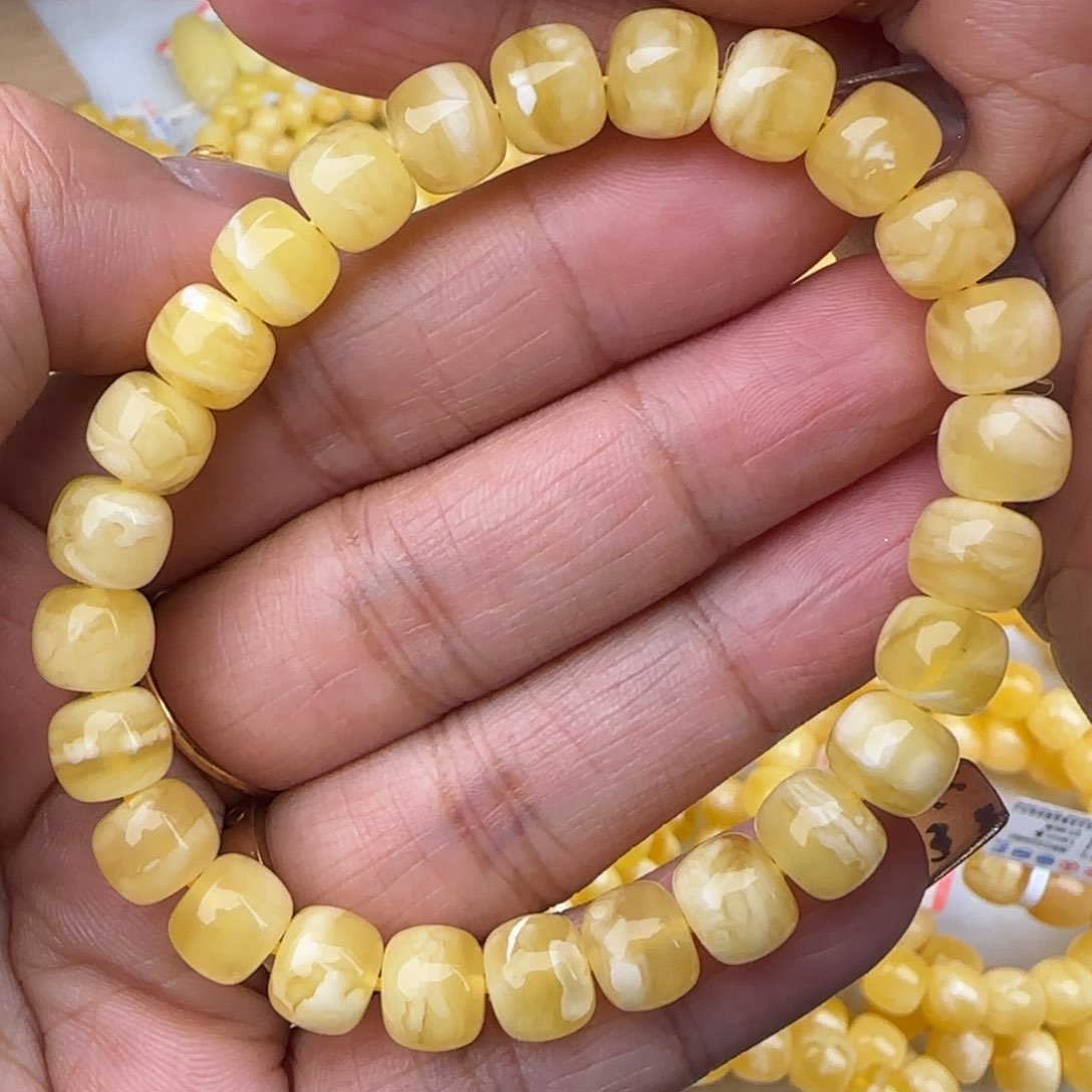 蜜蜡手链未镶嵌妖白花老型手串