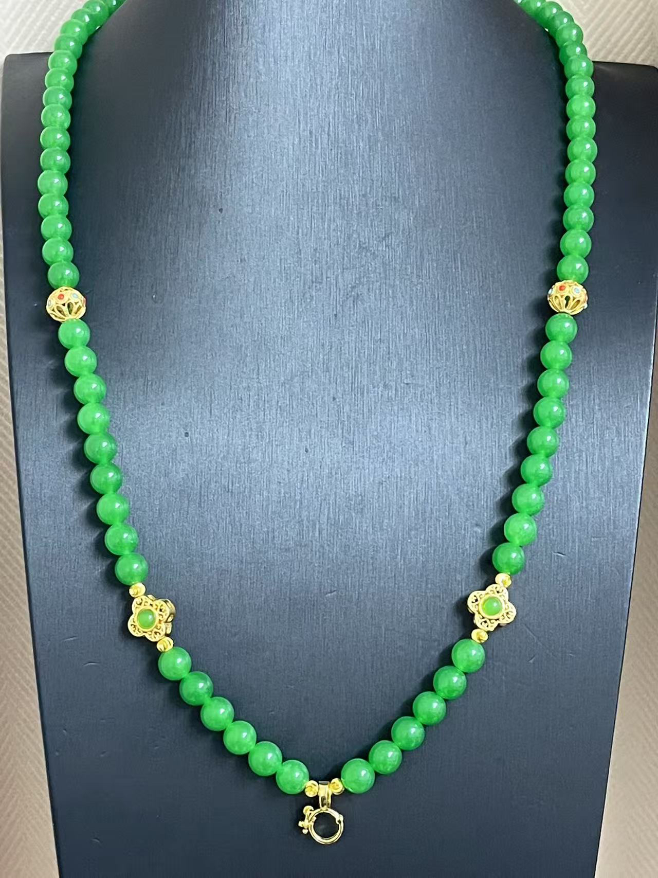 翠绿色项链14k金气质