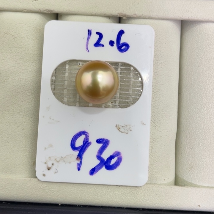 海水珍珠裸珠12.6mm金珠