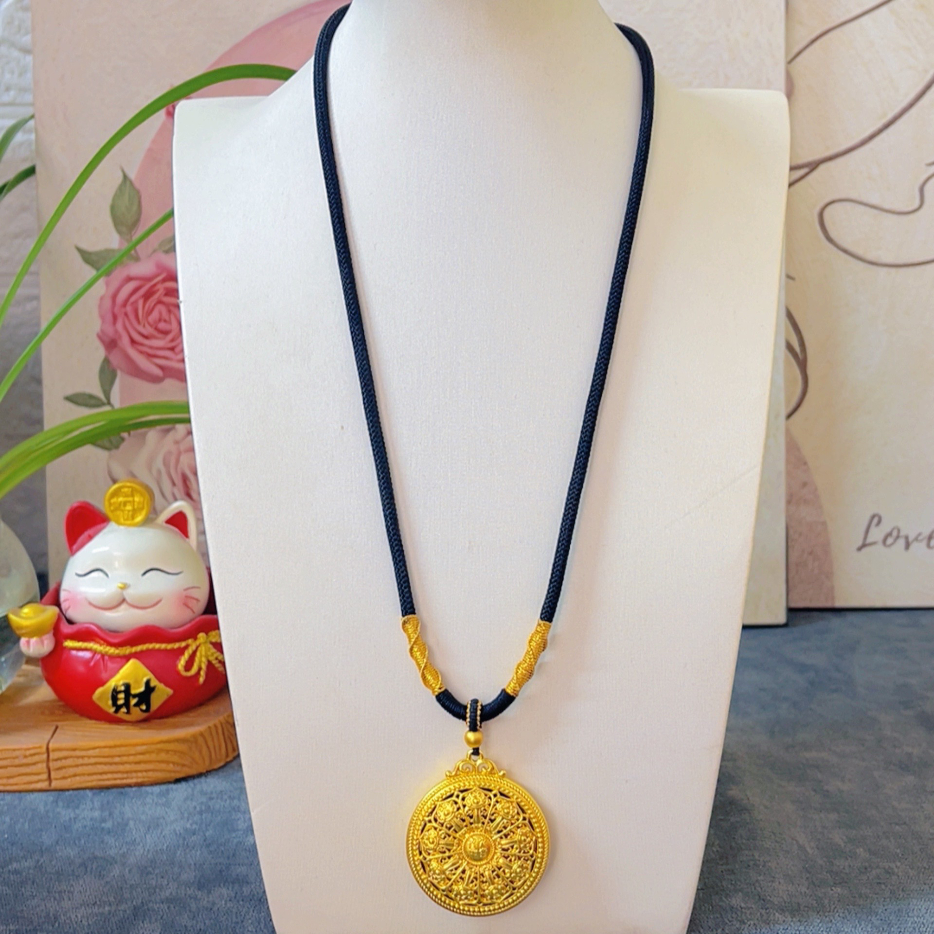 新中式加粗金线款九九如意气质毛衣链