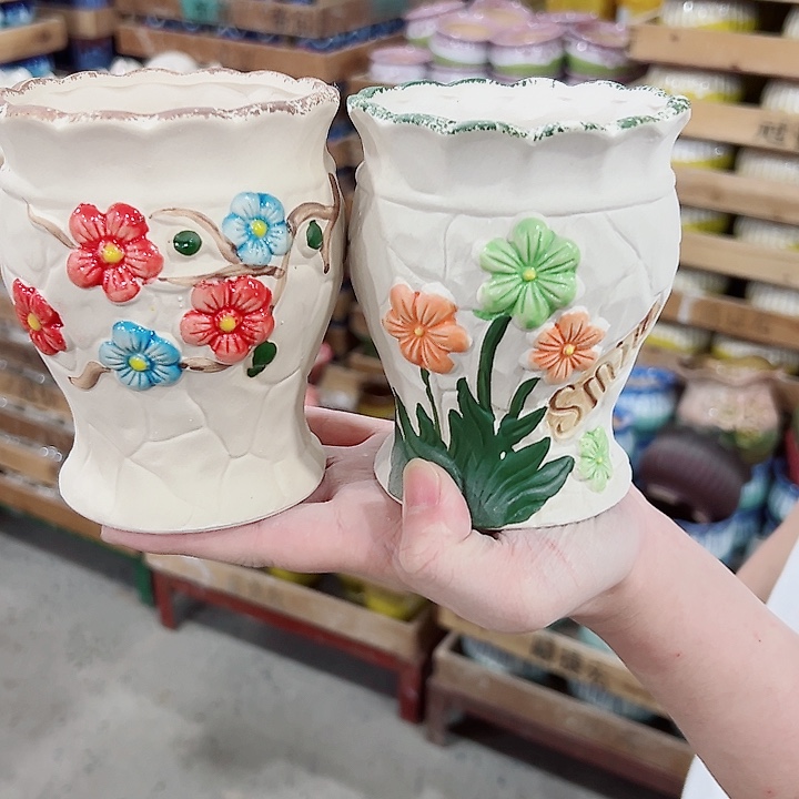 有孔.凑满10元发货多肉陶瓷花盆！