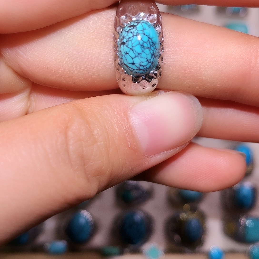 绿松石银S925镶嵌戒指