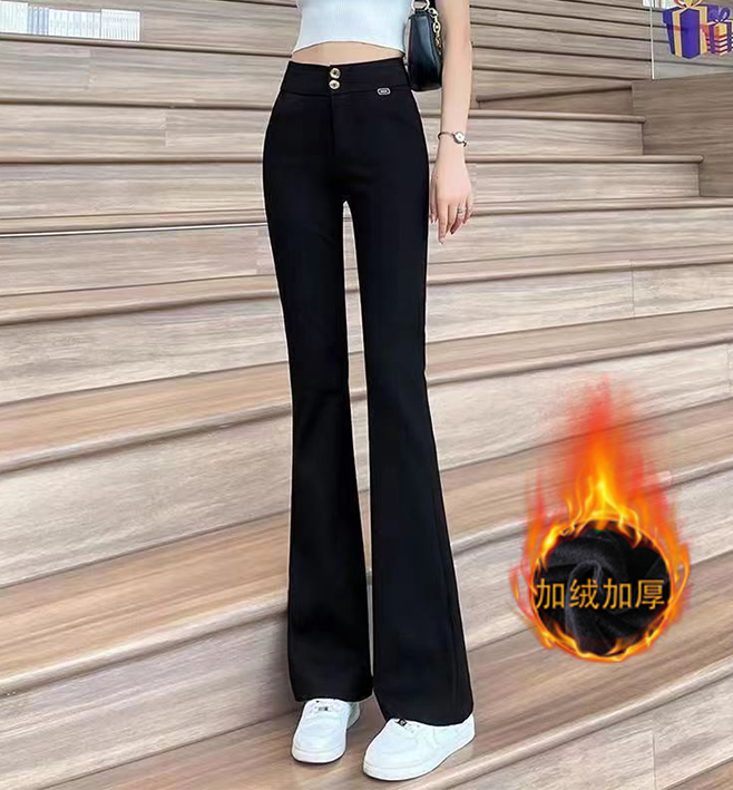 新款时尚微喇裤女2025秋冬高腰修身显瘦弹力垂感休闲长裤子