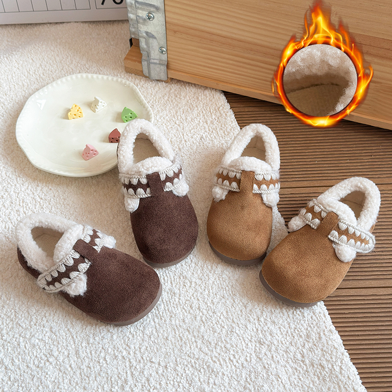 女童加绒勃肯鞋2025冬季新款时尚韩版森系加厚棉鞋宝宝软底豆豆鞋