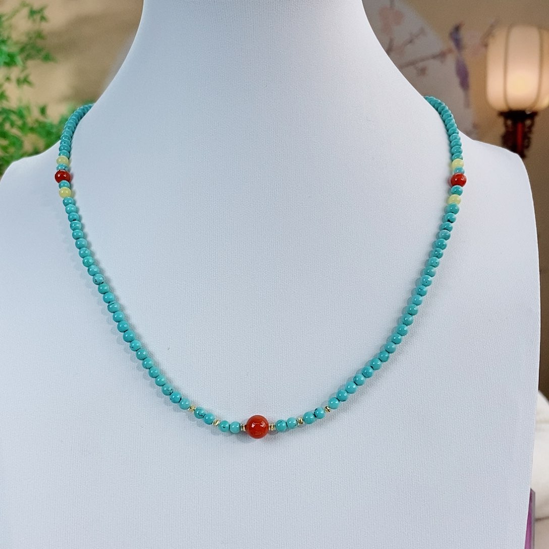 绿松石珠宝奇石18K金镶嵌